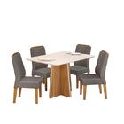 Sala De Jantar Mesa Vanda Carvalho/off White C/ 4 Cadeiras Li
