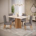 Sala De Jantar Mesa Vanda Carvalho/off White C/ 4 Cadeiras Ya