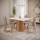 Sala De Jantar Mesa Vanda Carvalho/off White C/ 4 Cadeiras Ya