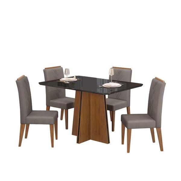 Sala De Jantar Mesa Vanda Freijó/preto C/ 4 Cadeiras Yasmin F