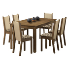 Sala De Jantar Miriam 1,36m Com 6 Cadeiras Rústico/ Crema/ Fl