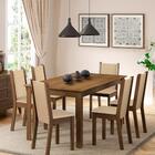 Sala De Jantar Miriam 1,36m Com 6 Cadeiras Rústico/ Crema/ Pé