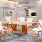 Sala De Jantar Moderna Madeira Maciça 6 Cadeiras 1,80x0,90m -