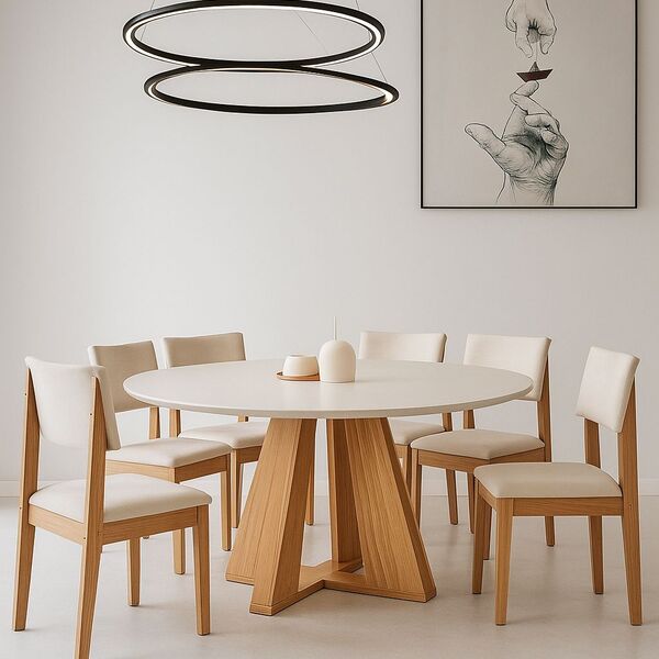 Sala De Jantar Moderna Vidro 6 Cadeiras Rubi Turim Lj Móveis