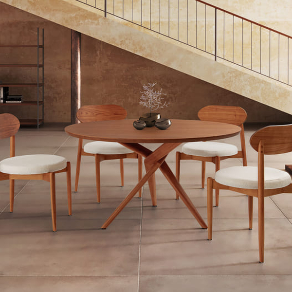 Sala De Jantar Redonda 4 Cadeiras 1,35m - Aiko - Espresso Móv