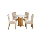 Sala De Jantar Sophia Tampo Mdf/vidro 0,95cm Com 4 Cadeiras F