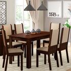 Sala De Jantar Tábata Mesa 1,36m Com 6 Cadeiras - Tabaco/ Cre