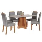 Sala De Jantar Tampo Mdf/vidro 80cm X160cm 6 Cadeiras Patrici