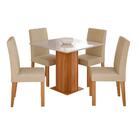 Sala De Jantar Tampo Mdf/vidro 95cm X95cm 4 Cadeiras Sophia/m