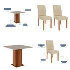 Sala De Jantar Tampo Mdf/vidro 95cm X95cm 4 Cadeiras Sophia/m