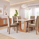 Sala De Jantar Valentina 1,80cm Com 6 Cadeiras Clarice Cinamo