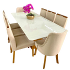 Sala De Jantar Vidro 8 Cadeiras 2,0x1,0m Lisboa  Art Salas