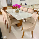 Sala De Jantar Vidro 8 Cadeiras 2,0x1,0m Lisboa  Art Salas