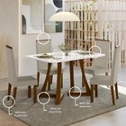 Sala Jantar Ana 136cm Vidro 4 Cadeiras Linho Claro Livia Âmba