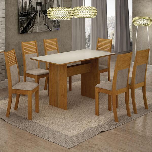 Sala Jantar Florença 160cm X 80 Cm Com 6 Cadeiras Havai Anima