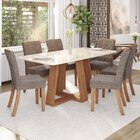 Sala Jantar Lara Mesa 180 Cm Canto Arredondado Com Vidro 6 Ca