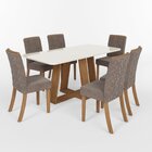 Sala Jantar Lara Mesa 180 Cm Canto Arredondado Com Vidro 6 Ca