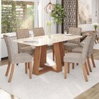 Sala Jantar Lara Mesa 180 Cm Canto Arredondado Com Vidro 6 Ca