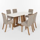 Sala Jantar Lara Mesa 180 Cm Canto Arredondado Com Vidro 6 Ca