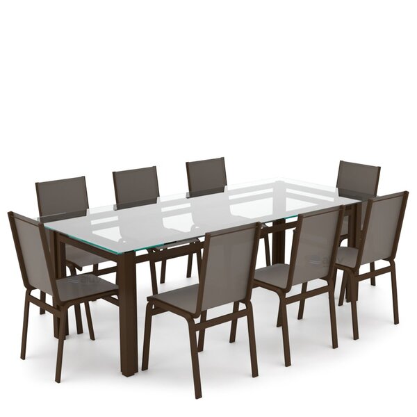 Sala Jantar Retangular 8 Lugares Alumínio Marrom Tela Fendi