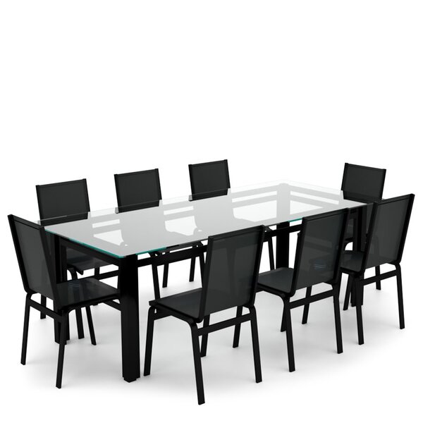 Sala Jantar Retangular 8 Lugares Alumínio Preto Tela Preto