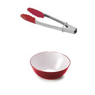 Saladeira De  4 Litros Com Pegador Vermelhos