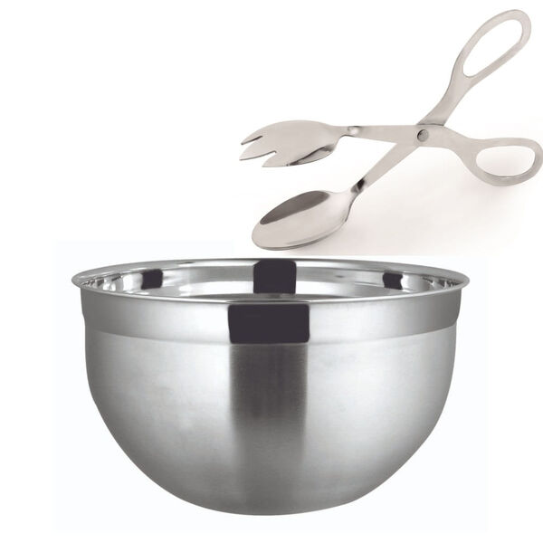 Saladeira Inox 4 6 Litros Pegador Tesoura Modelo Americano