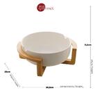 Saladeira Porcelana C/suporte Bambu Branco Matt 26x22x11cm