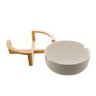 Saladeira Porcelana C/suporte Bambu Branco Matt 26x22x11cm