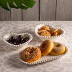 Saladeira Porcelana Coração Beads Branco -  Bon Gourmet