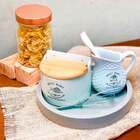 Saleiro de Cerâmica P/Parede C/Tampa de Bambu Sweet Home Bran