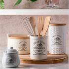 Saleiro de Cerâmica P/Parede C/Tampa de Bambu Sweet Home Bran