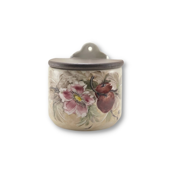 Saleiro De Parede Reto Com Tampa Madeira Pequeno 420 Grs Sal