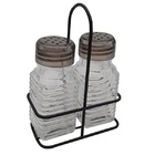 Saleiro E Pimenteiro Em Vidro Com Suporte Em Metal Lyor 7090