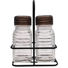 Saleiro E Pimenteiro Em Vidro Com Suporte Em Metal Lyor 7090