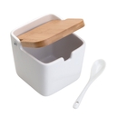 Saleiro Em Ceramica Com Tampa De Madeira E Colher Lyor 8475