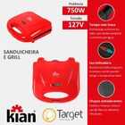 Sanduicheira Grill Kian 750w Vermelha 110v
