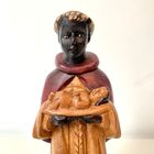 São Benedito Com Manto Vermelho 20cm