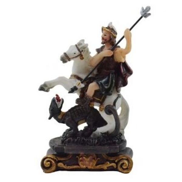 São Jorge Guerreiro Imagem Santo Estátua Dourada Resina 11 5cm