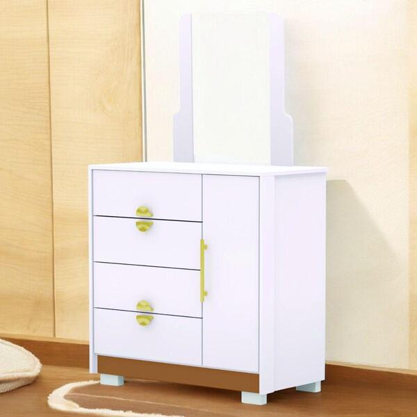Saparteira Cômoda 4 Gavetas Espelho Filipinas Branco Camarim