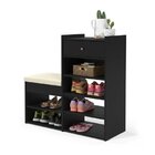 Sapateira 1 Gaveta Com Assento Hall Preto