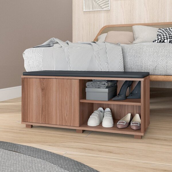 Sapateira 1 Porta 1 Almofada Mdp Brv Móveis Castanho/ Preto