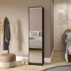 Sapateira 1 Porta 6 Prateleiras C/ Espelho Preto Mdp 15mm