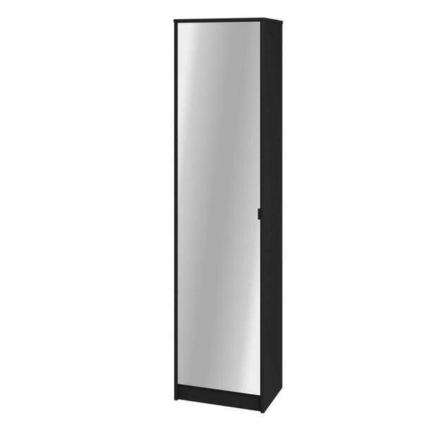 Sapateira 1 Porta 6 Prateleiras C/ Espelho Preto Mdp 15mm