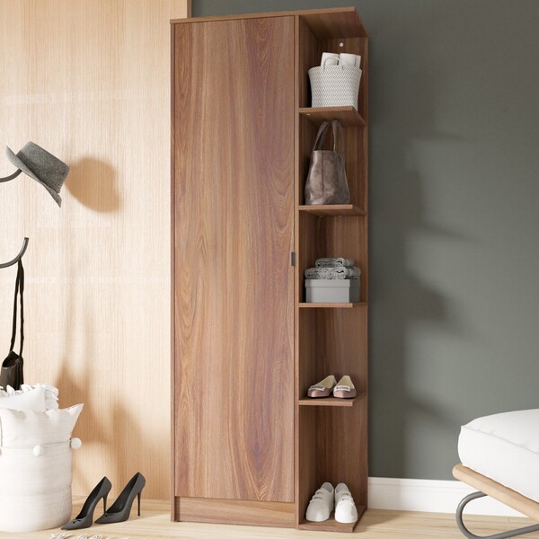 Sapateira 1 Porta 8 Prateleiras Castanho Bst 18 - Brv Móveis