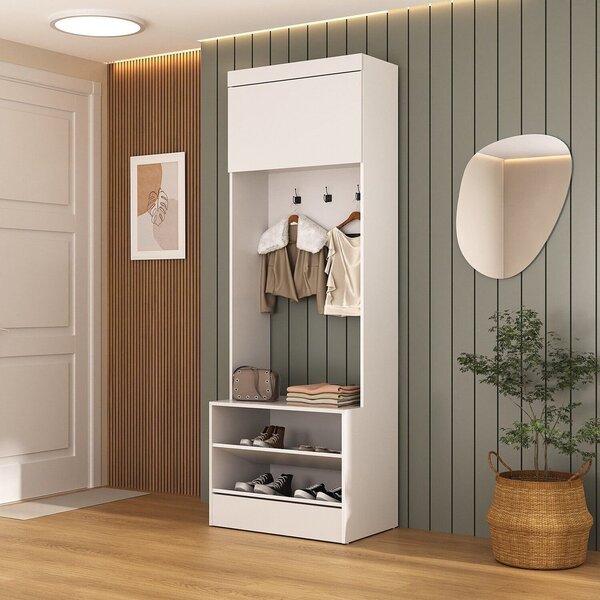 Sapateira 1 Porta Com 2 Prateleiras Externa Viena Yescasa Bra