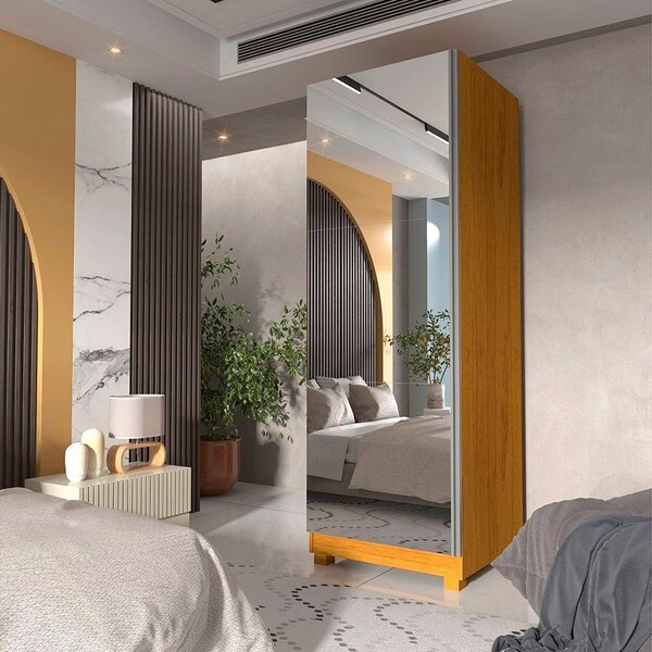 Sapateira 1 Porta Espelhada Gold 100% Mdf Naturale