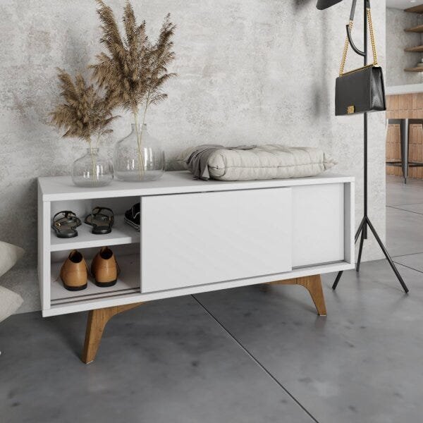 Sapateira 2 Portas De Correr Club Artemobili Branco/garapa