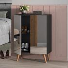 Sapateira 2 Portas Retrô Com Espelho Nina Multimóveis Preta/n