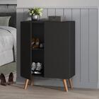 Sapateira 2 Portas Retrô Nina Multimóveis Preta/natural